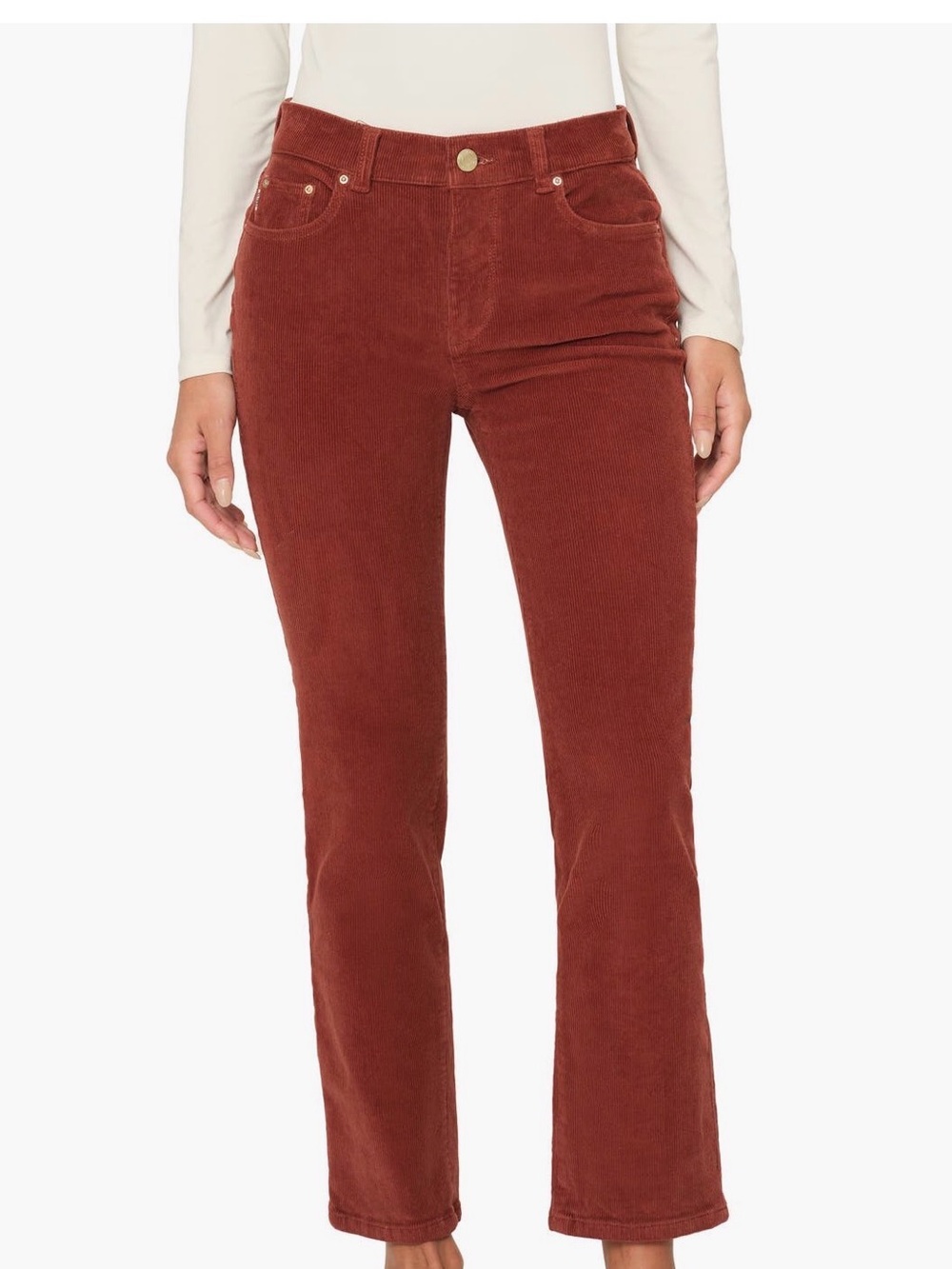 DL1961 Women's Straight-Leg Mid-rise Instasculpt Corduroy Ankle Jeans — Rust